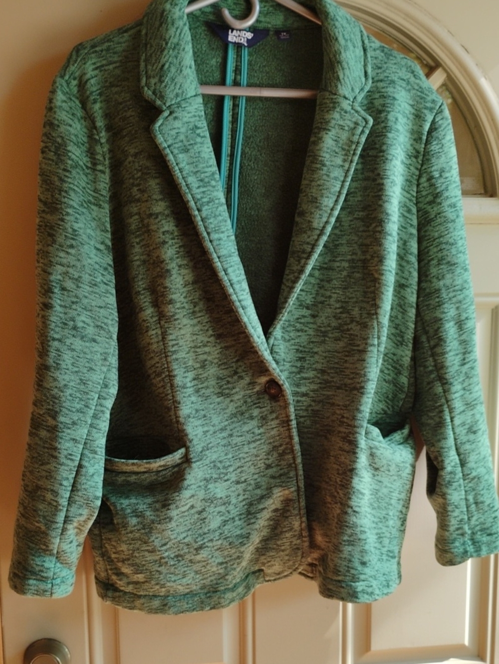 Lands' End Heathered Mint Green Knit Blazer